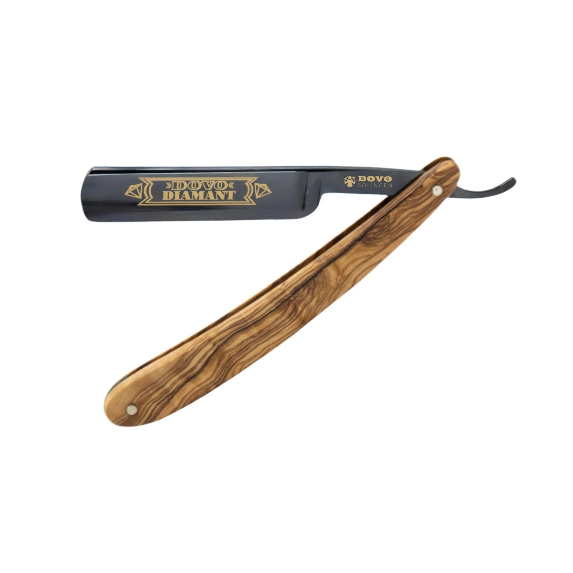 Dovo Diamant Straight Razor, Olivewood Handle - Carbon Steel / Full Hollow