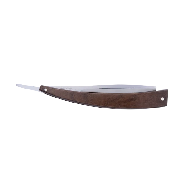 DV-8009141, Dovo Straight Razor EDO, 5/8”, carbon, 1/1 full hollow, Ultra compressed walnut wood - Image 3